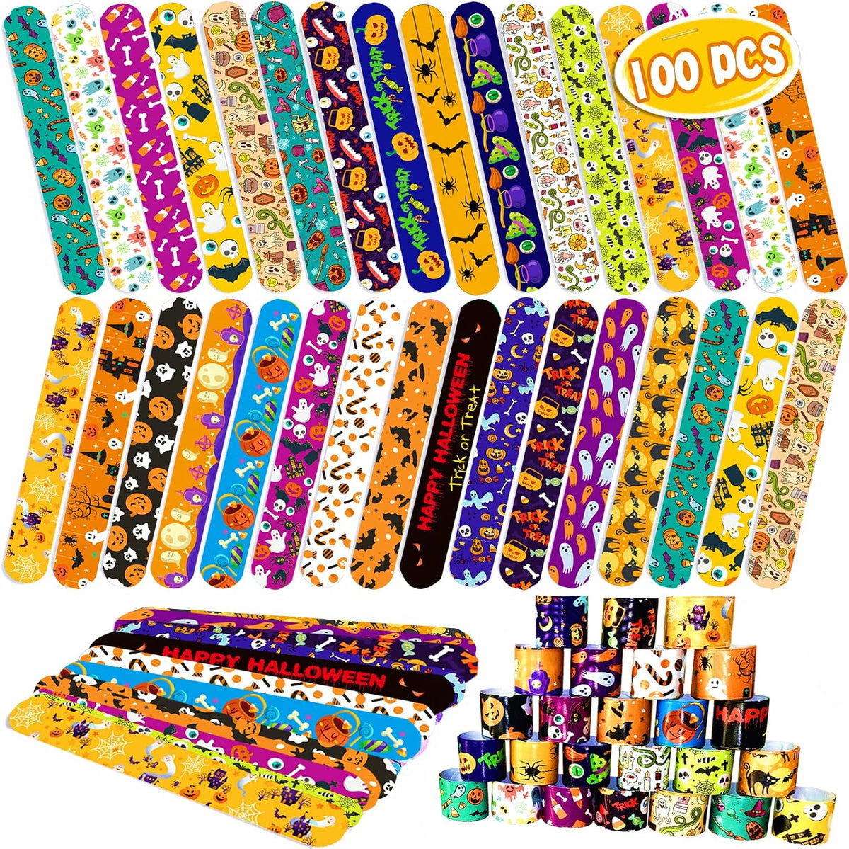 Halloween Slap Bracelets for Kids - 100c