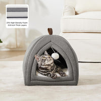 Bedsure 2in1 Cat Beds for Indoor Cats Cave for Kitten with Washable - M(16x16x16) / Grey - image 2