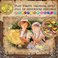 Hanaive 150 Pcs Plastic Pirate Gold Coins Fake Gems Set - Gold / Mixing - image 3