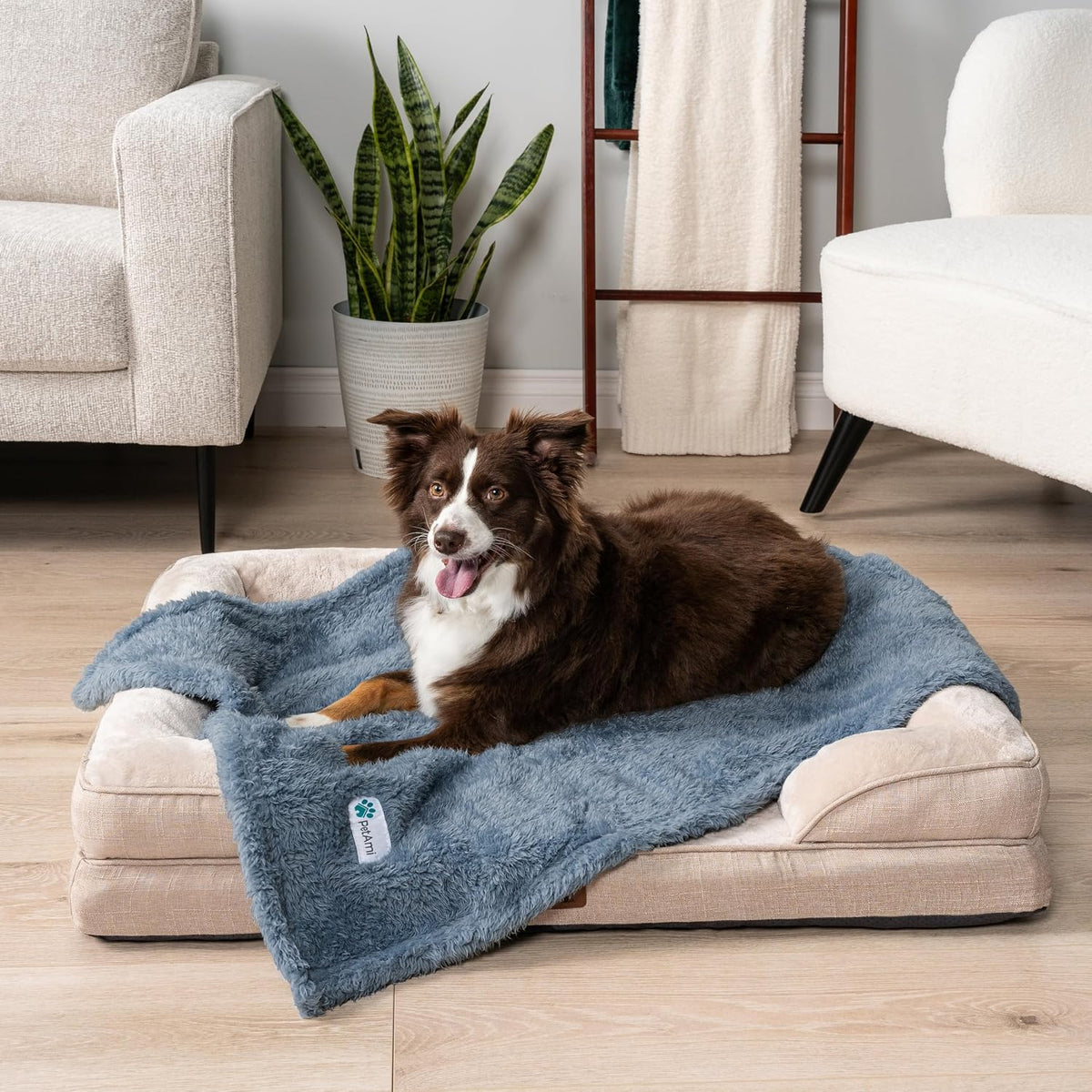 PetAmi Fluffy Sherpa Waterproof Dog Blanket for Small Pet Cat - Dusty Blue / Medium (29x40) - image 2