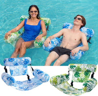 SLOOSH Inflatable Pool Floats Adult - Green,Blue-Summer Leaves - image 2