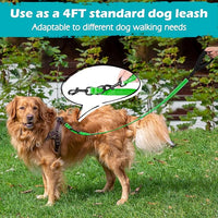 PetBonus Two Point Control Dog Leash, Works with No Pull Harnesses, No Tangle Training Leashes, Soft Padded and Reflective Walking Lead, Converts to Single Lead for Medium Large Dogs (Grass Green)