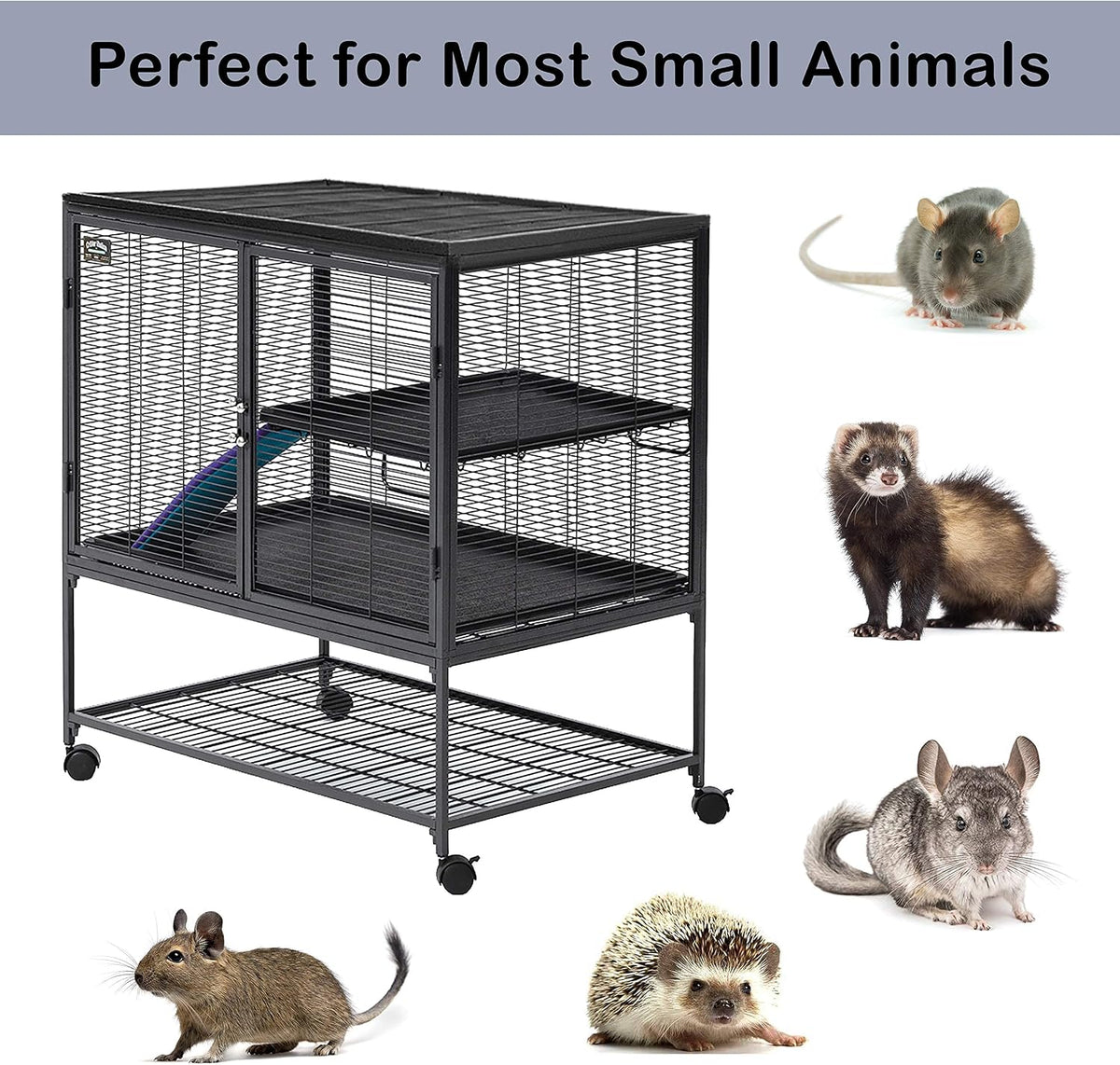 Critter Nation by MidWest Double Unit Small Animal Cage – Essentials for Small Pets - Black: 1/2 Inch Wire Spacing: Critter Nation / Single Story - image 4