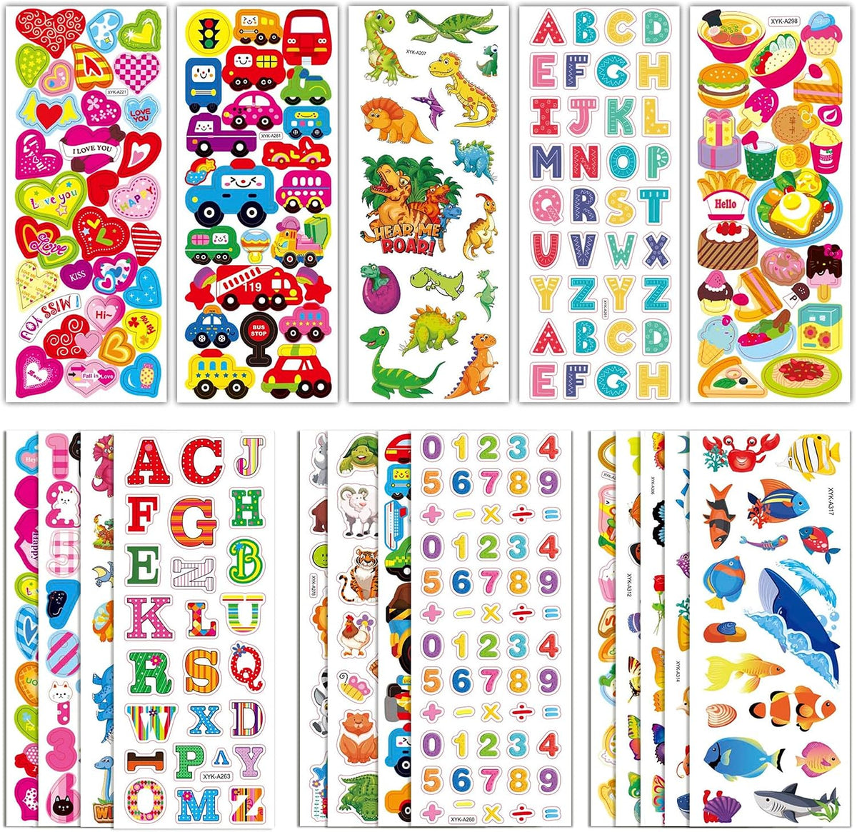 Stickers for Kids, Water Bottle Scrapbook Stickers for Toddlers - Puffy