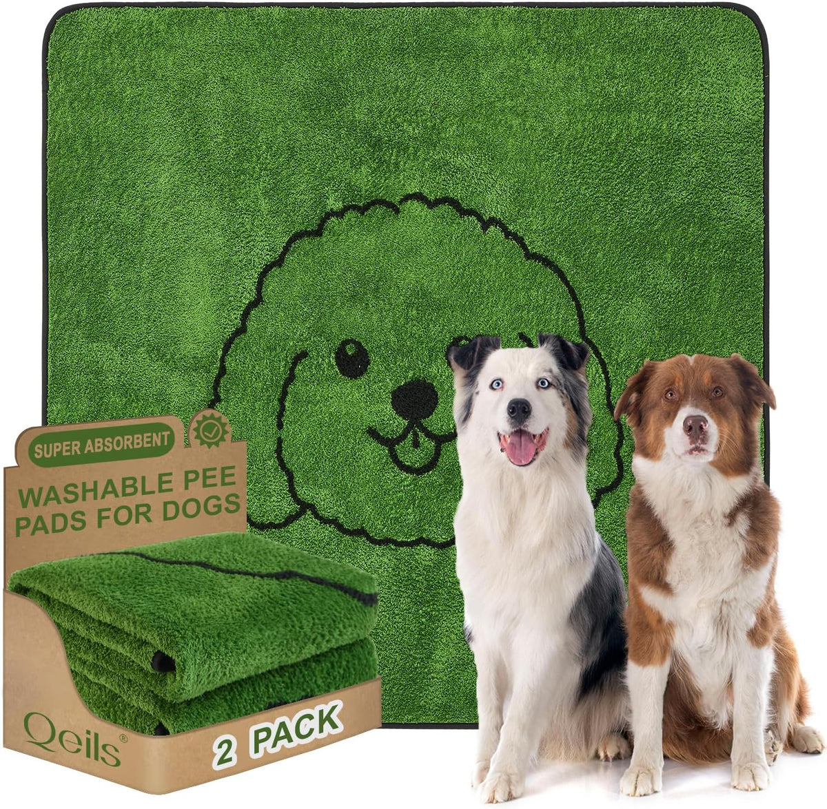 Reusable Puppy Pads, Washable Pee Pads for Dogs 18" x 24" 2 Pack - Polyester / 48"x48"(Pack of 2)