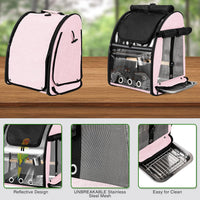 Bird Carrier Bag with Indestructible Stainless Steel Mesh - Pink - image 3