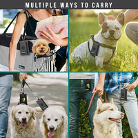 PetAmi Dog Poop Bag Holder for Leash, Dog Waste Bag Dispenser with Clip, Treat Pouch, Walking & Camping Accessory with Trash Bag Roll, Gray 1 Pack