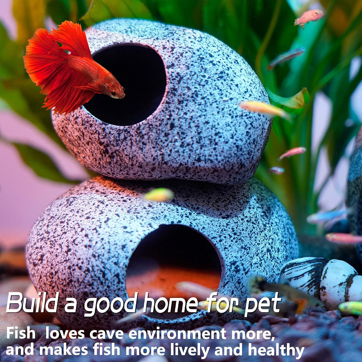 Ameliade Betta Fish Tank Rock Cave Decor Aquarium Accessories - Small (1 Piece) - image 4