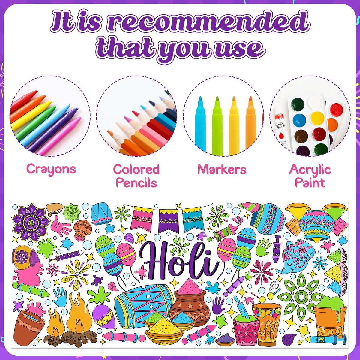 Dvbonike Jumbo Mandala Coloring Poster Giant Flower DIY Drawing Paper - Holi - image 3