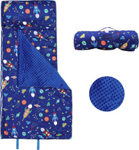 Kids Nap Mat Portable Slumber Bags with Removable Pillow and Blanket - Rocket