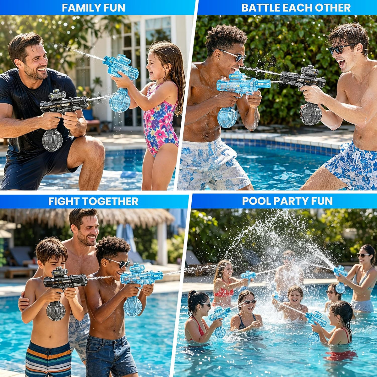 YRIOWMI black electric water gun with automatic squirt and multi-color LED lights - view 11