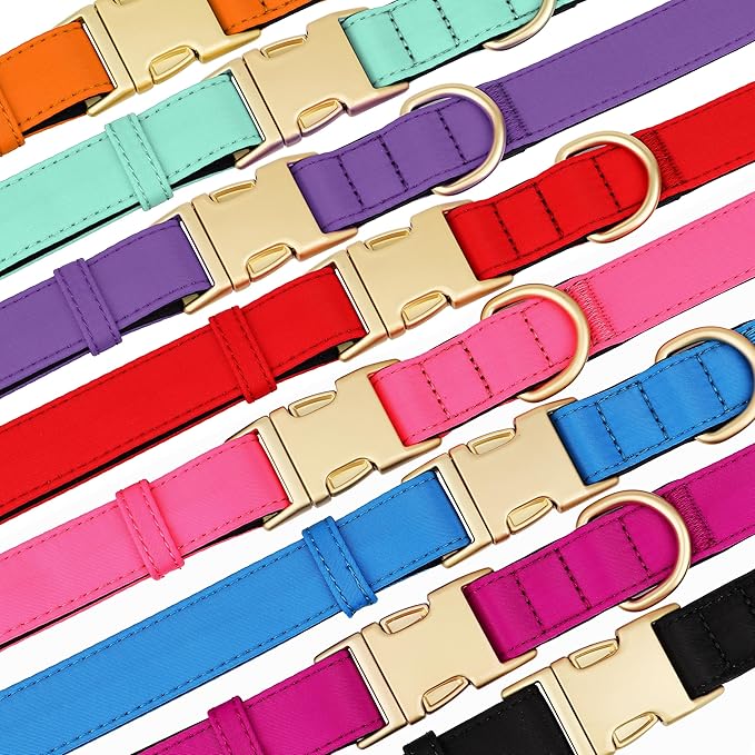 Didog Soft Padded Dog Collar for Large Dogs, Colorful and Durable Pet Collar with Quick Release Buckle, Light and Breathable for Daily Walking, Red, L