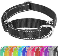 Martingale Dog Collar, Adjustable No Buckle Slip Collar, XS - Black / Medium(Length:15-21'', Width:1'')