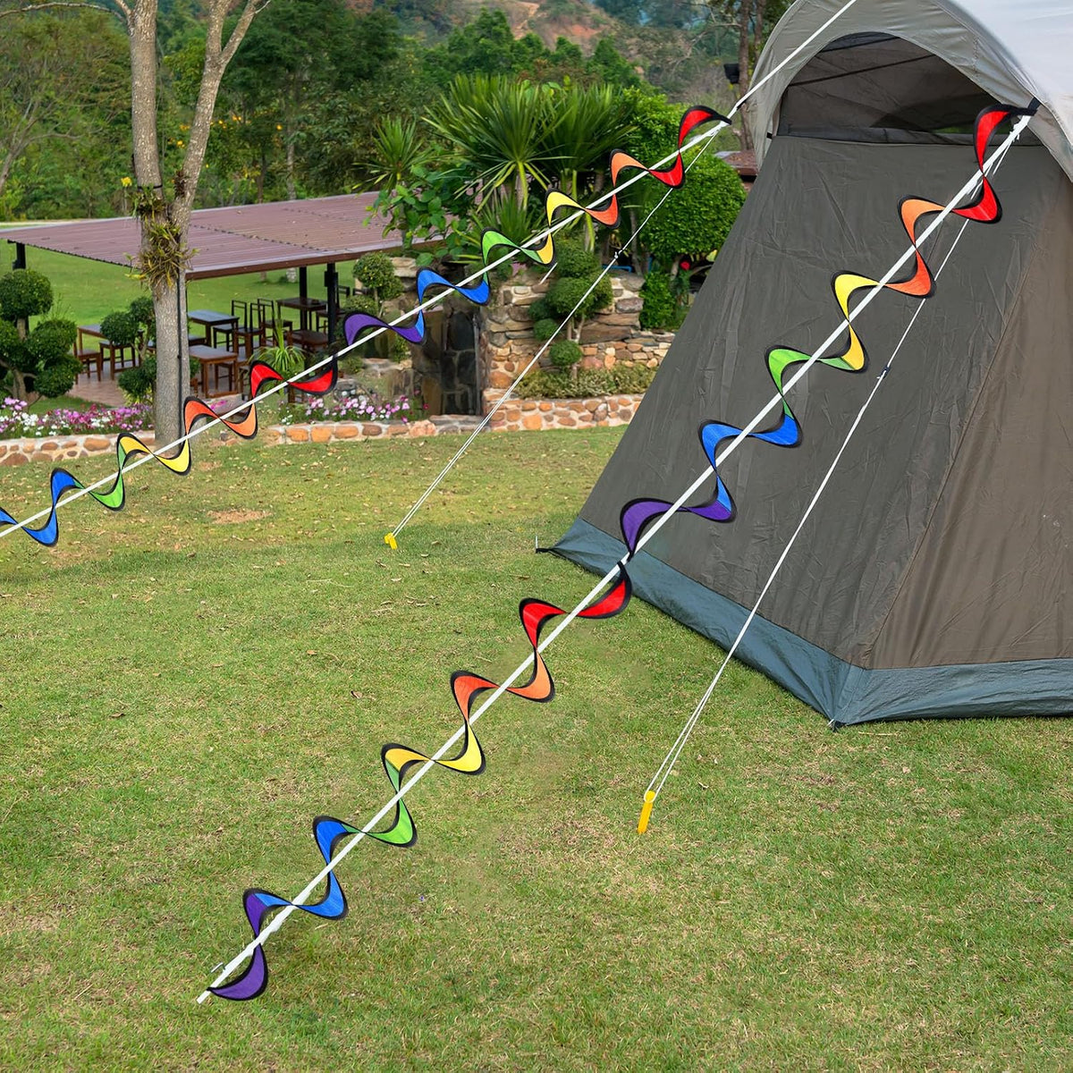 Gejoy 4 Pieces Rainbow Wind Spinner Outdoor Hanging Wind Socks - 27 Inch - image 3