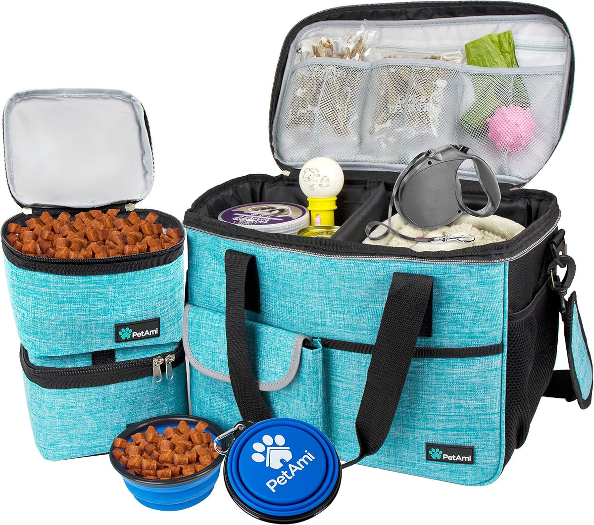 PetAmi Dog Travel Bag Organizer, Pet Supplies Diaper Tote - Medium - 14.5"L x 8.0"W x 12.0"H / Sea Blue