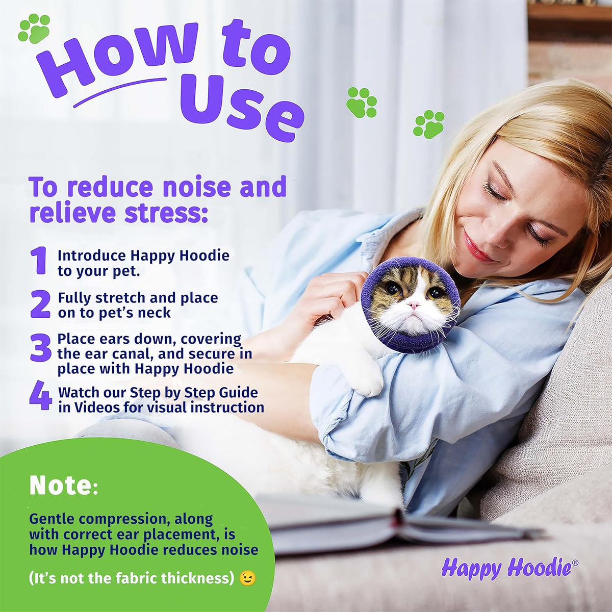 Happy Hoodie 2 Pack Dog and Cat Calming Band for Noise and Anxiety - Black — 2-Pack: Small + (Med)Large - image 3