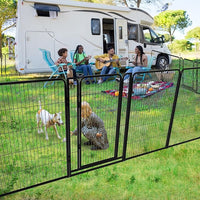 Dog Playpen Outdoor Extra Wide 8 Panels Heavy Duty Dog Fence 47" Height Anti-Rust with Doors Portable for RV Camping Yard, Total 21FT, 35 Sq.ft, Snowy Black