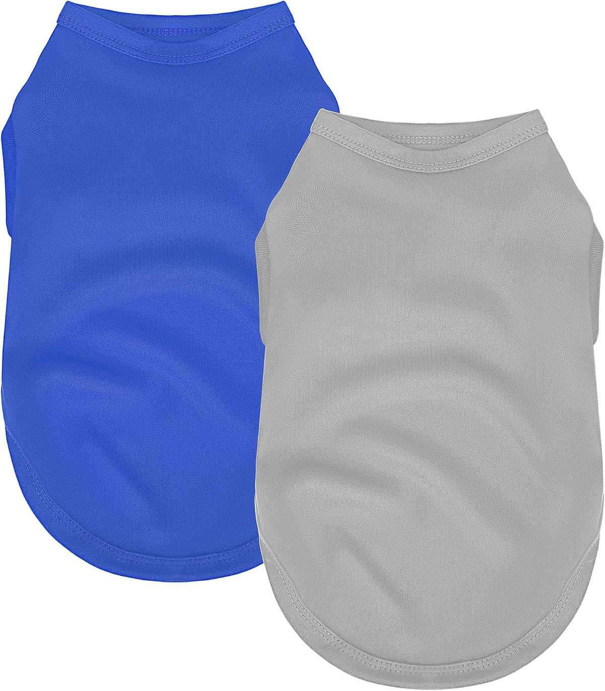 2 Pack Solid Color Dog Shirts, Lightweight, Quick Dry - Gray,Blue / XS (9.5'' Chest)