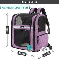 PetAmi Dog Backpack Carrier, 4-Way Entry Ventilated - Purple - image 2