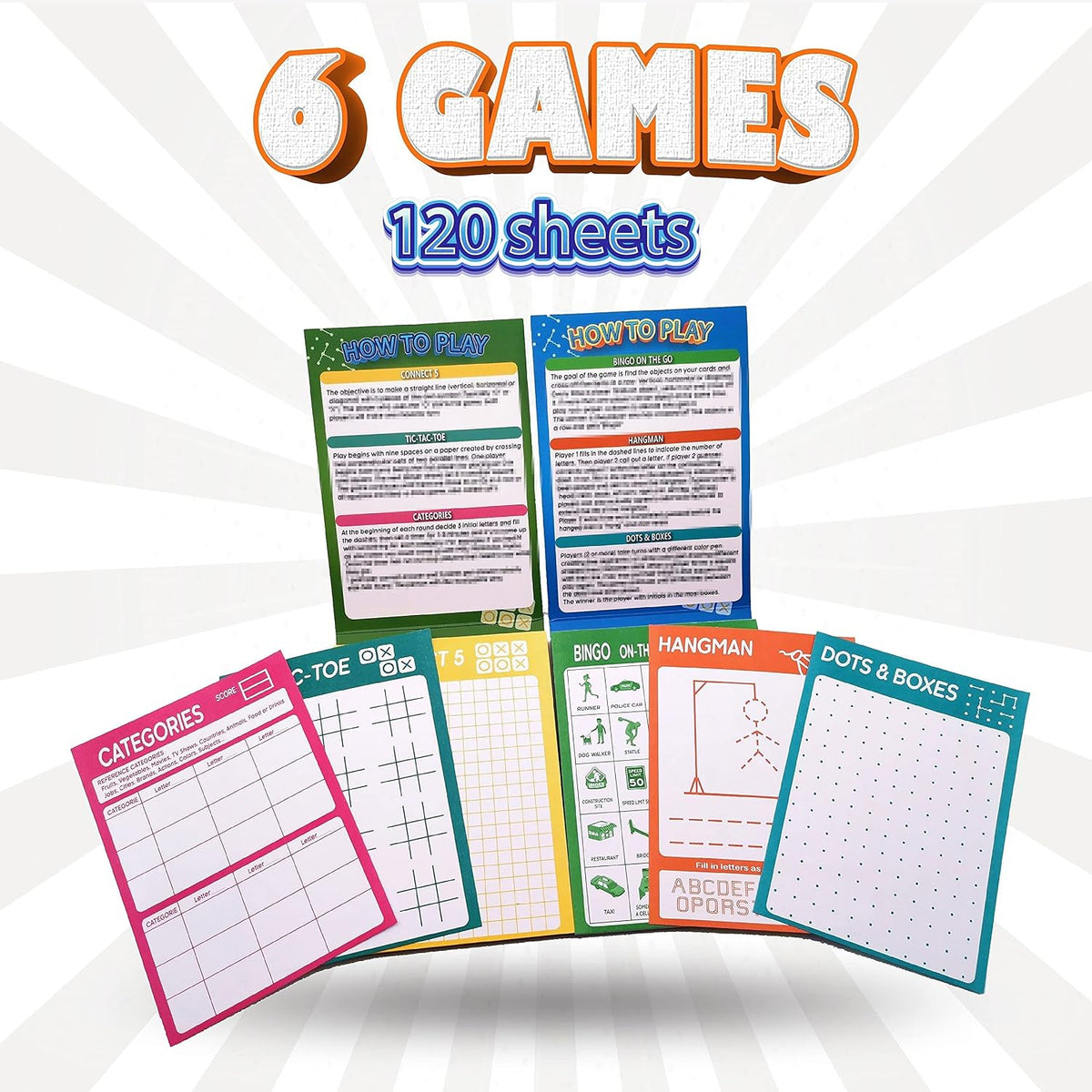GRANDLMOON 5 Portable Travel Game Activities Pad On The Go Plane Trip - 6X4 - image 3