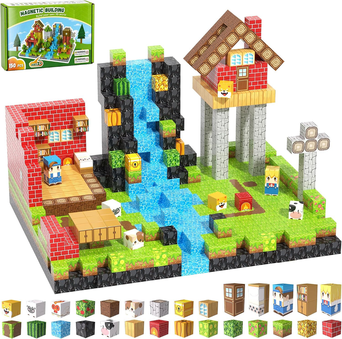 200PCS Magnetic Building Blocks Set - Forest 150PCS 0.63 in Size
