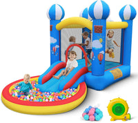 Culaluva 7-in-1 inflatable bounce house with slide, ball pit and basketball rim
