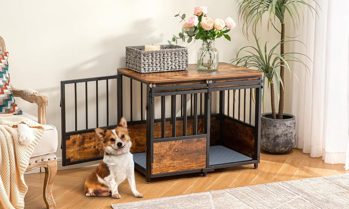 KOOPRO 32 Inch Dog Crate Furniture with Cushion for Large Medium Dogs – Essentials for Dogs - image 2