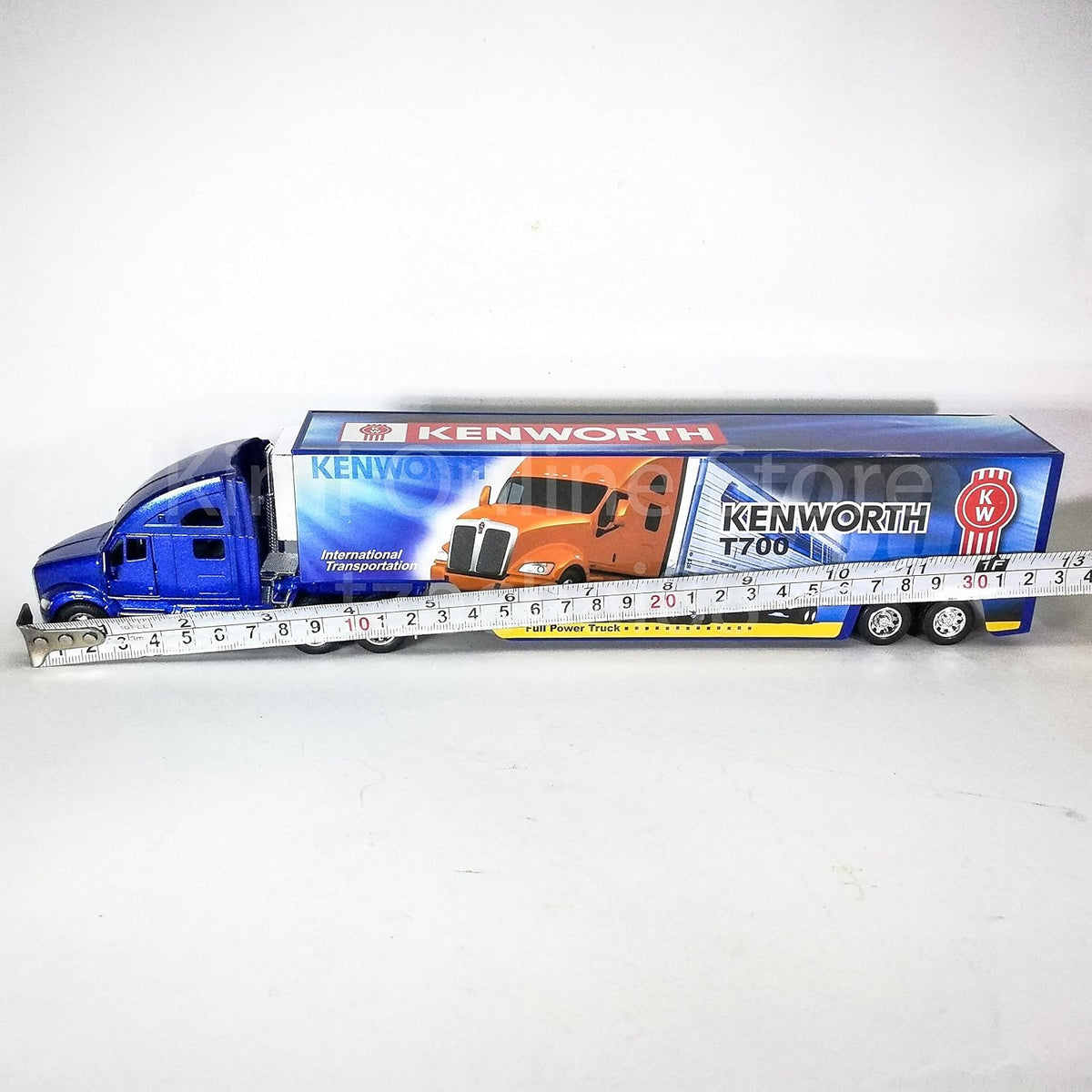 KiNSMART Kenworth T700 Container Truck, 1:68 Scale - Blue With Decals - image 4