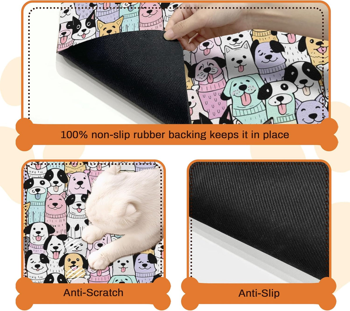 Pet Feeding Mat for Floors Cat Food Mat Waterproof Dog Food Mat - 30"L x 17"W / ColorfulDog - image 3
