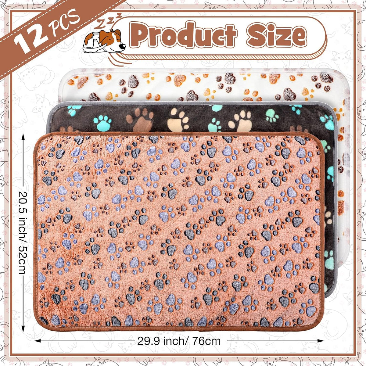 Tegeme 12 Pcs Puppy Blanket for Litter Dog Cat - Dark Gray, White, Camel / 30 x 20 Inch - image 2