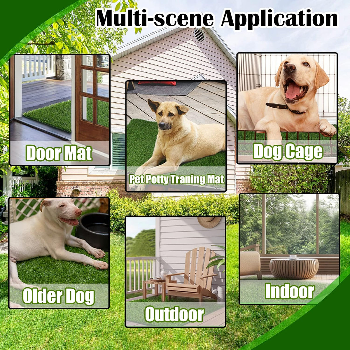 GLOBREEN 34" x 23" Fake Grass Pee Pad for Dogs Potty Training Turf - Green-01 / 39.4x31.5 Inch - image 3