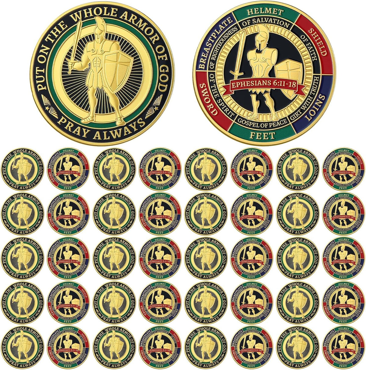 Nosiny 40 Christian challenge coins in gold zinc alloy with double sided print - view 7