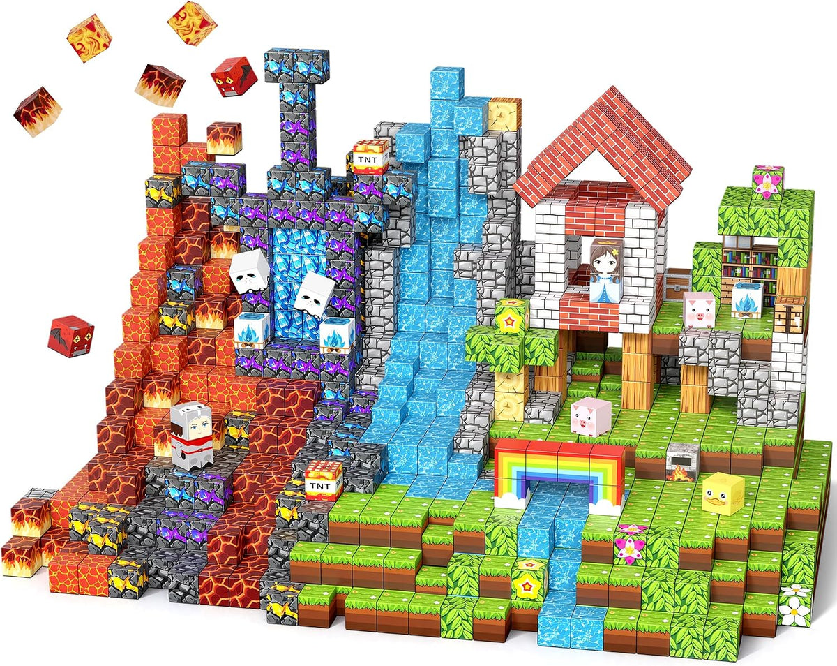 EWED 200 piece forest themed magnetic building blocks with trees, houses and figures - view 5