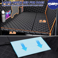 Dog Back Seat Extender for Truck, Hard Bottom Dog Car Seat Cover-Strong Support Waterproof Scratch-Proof Pet Hammock for Full Size F150/RAM1500/Silverado Crew Cab Pickup, Black with Orange