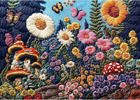 1000 Piece Jigsaw Puzzles for Adults, Lakeside Cabin with Letter – Fun for Kids & Family - Colorful - Embroidered Wildflowers / 27.5" X 19.7"
