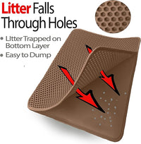 iPrimio Large Cat Litter Trapper Mat w/ Urine/Waterproof Layer - Larger Holes w/ Urine Puppy Pad Option - Cat Litter Mat, Light and Soft (Brown Color)