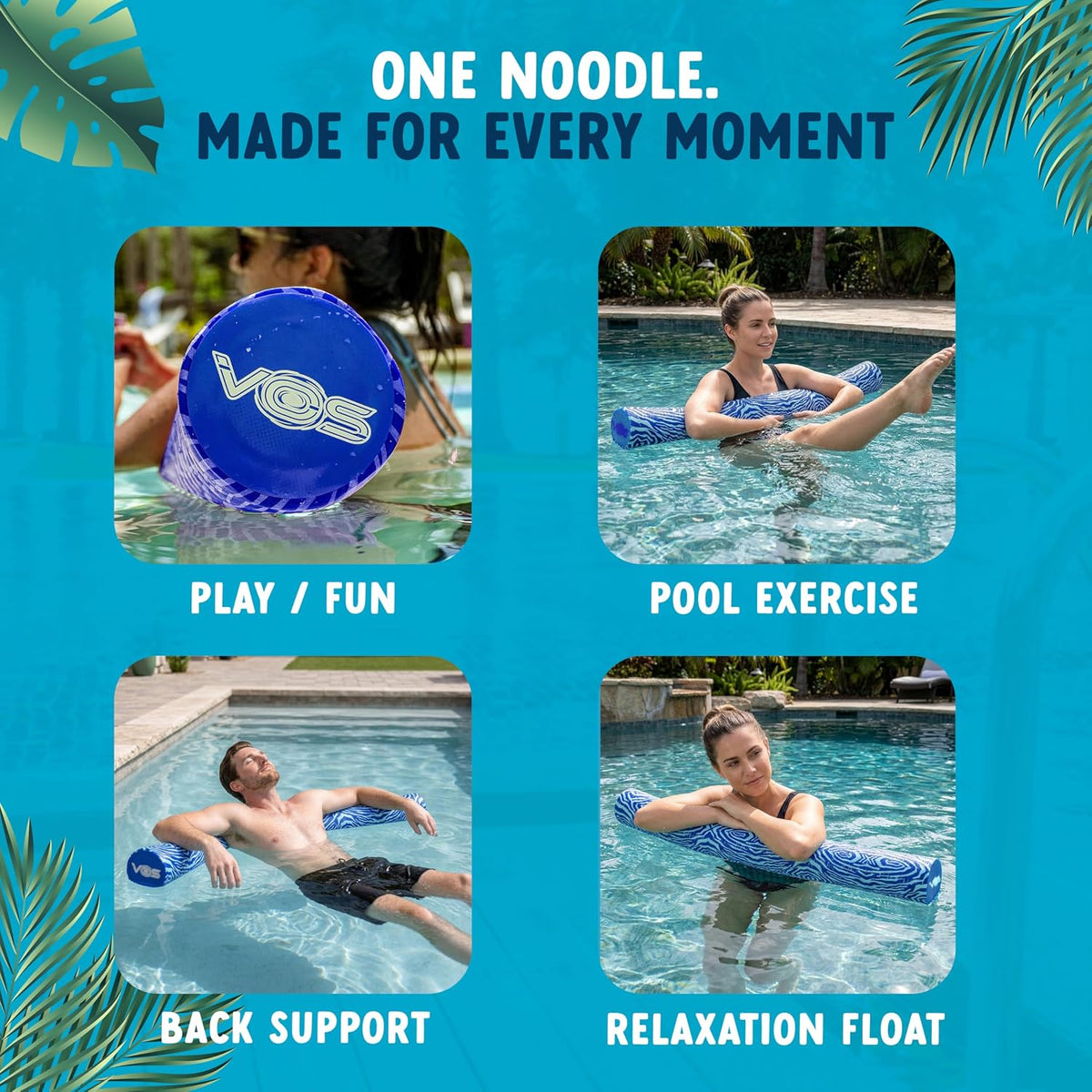 VOS Mega Foam Pool Noodle, Super Soft Swim Float - Kovo Blue / 1 Pack - image 2