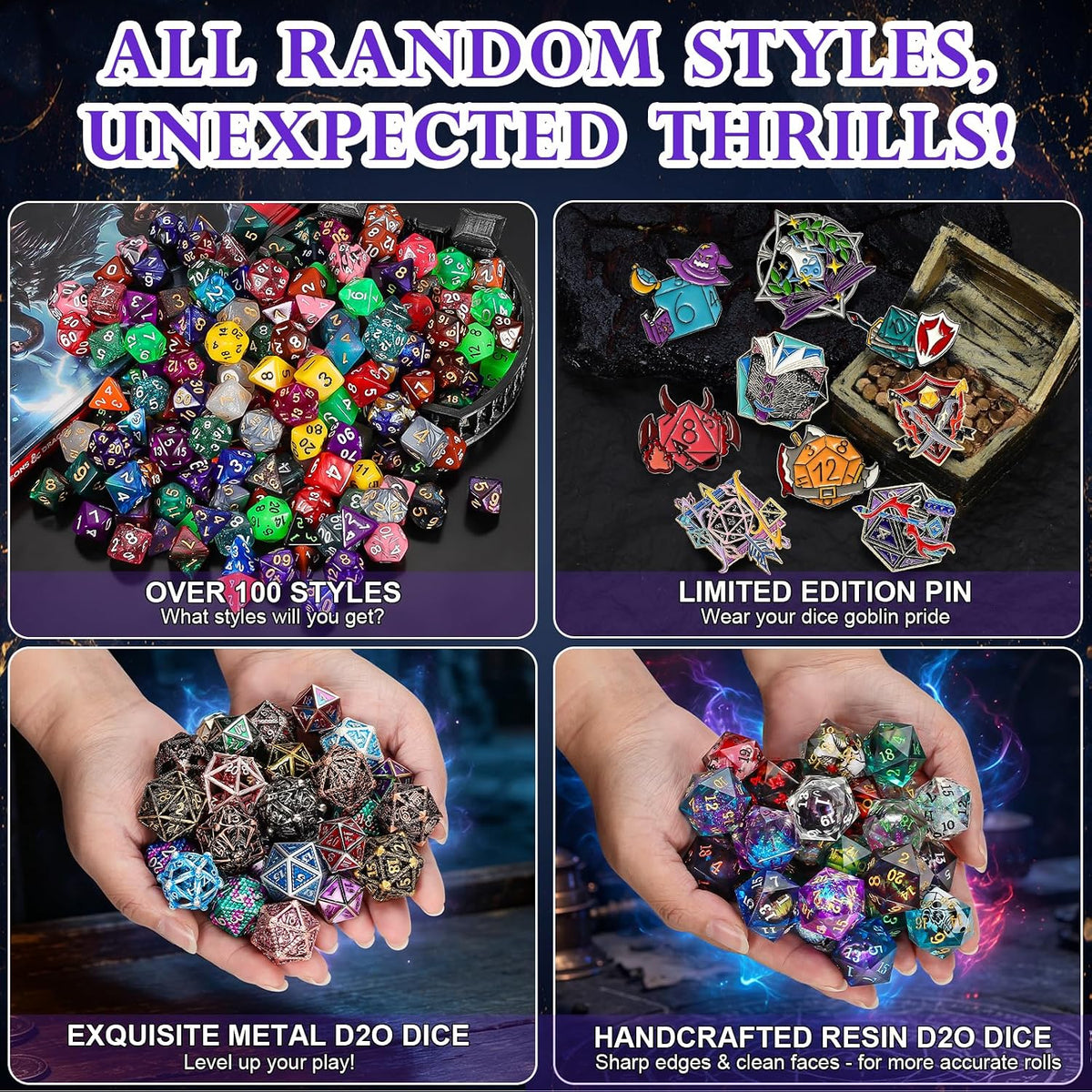 QMAY Mystery Dice Set – 7 Pcs Acrylic Polyhedral Dice + 1 Pcs Velvet Bag – Fun for Kids & Family - 24 Grids Mystery Dice Gift Box - image 3