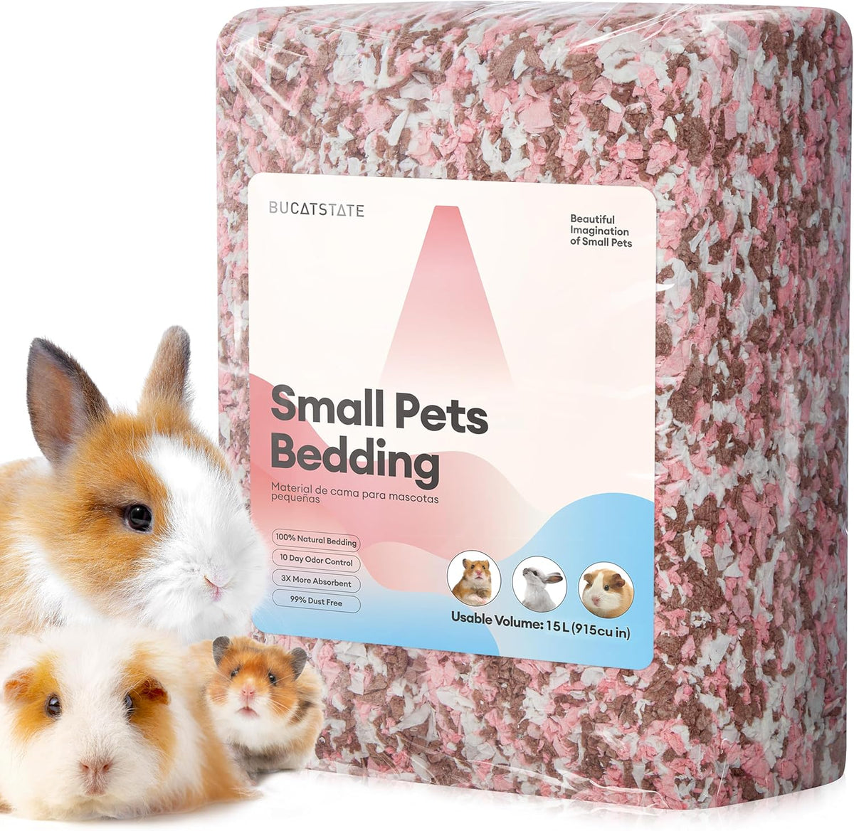 BUCATSTATE Hamster Bedding 15L, 99% Dust-Free Paper Bedding - Blossom / 15L