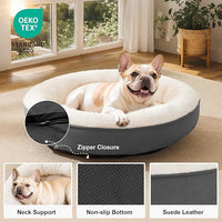 Love's cabin Round Donut Cat and Dog Cushion Bed, 30in Pet Bed for Medium or Large Dogs, Anti-Slip & Water-Resistant Bottom, Soft Durable Fabric Pet beds, Washable Calming Cat Bed Dark Grey
