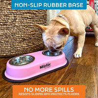 Master Pet Supply Double Dog Bowls Set with Elevated Base Black Velvet – Essentials for Dogs - Mango Tango - image 4