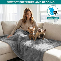 PetAmi Fluffy Sherpa Waterproof Dog Blanket for Small Pet Cat - Light Grey / Small (24x32) - image 3