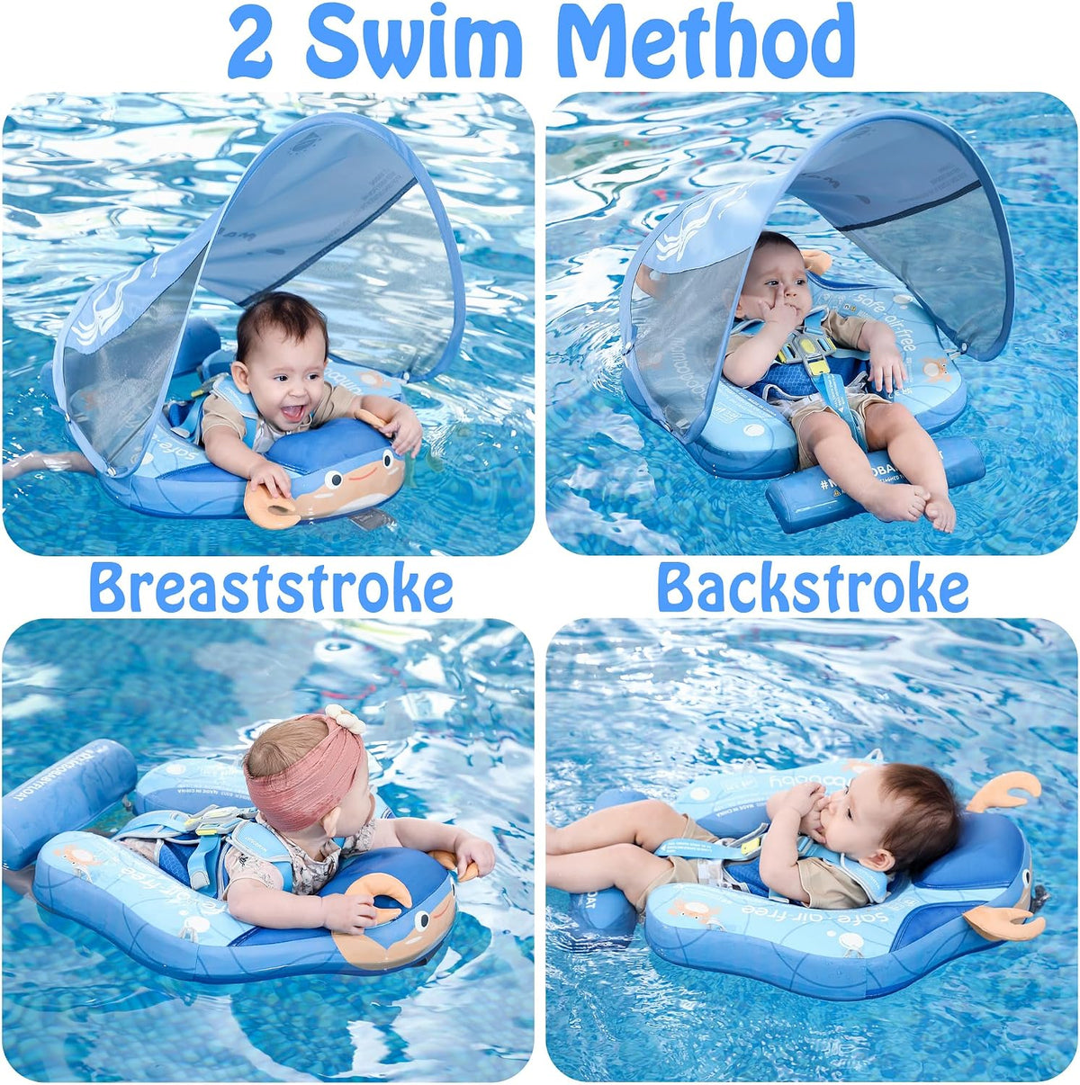 Mambobaby non-inflatable baby float with removable sun canopy and buoyant tail - view 10