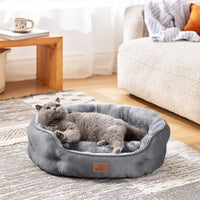 Bedsure Small Dog Bed Washable, Round Cat Beds for Indoor Cats - 25"L x 21"W x 8"Th / Grey - image 2