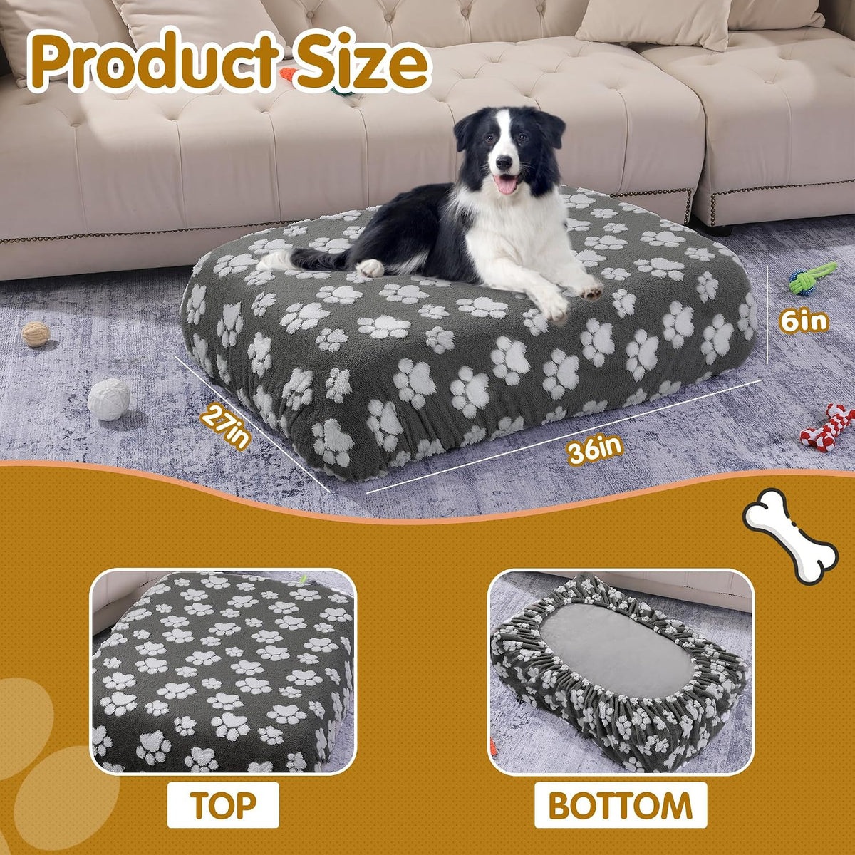 BALAPET Washable Dog Bed Cover 100% Waterproof - 36x27x6in (Pack of 2) / Dark Gray - image 2