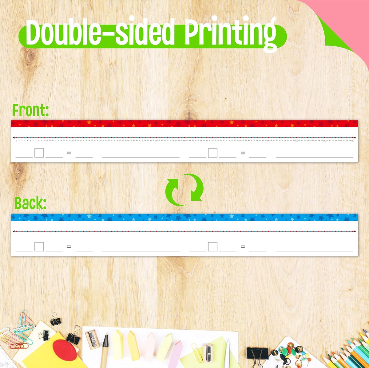 SpriteGru number line dry erase boards with 0-10 and 0-20 lines and colorful star print - view 24
