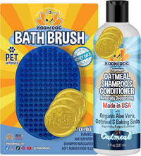 Bodhi Dog Shampoo Brush & Oatmeal Shampoo and Conditioner Bundle - Grooming Essentials for Pets, Short Hair Scrubber, Soothes and Moisturizes Dry, Itchy Skin - Hydrates & Nourishes