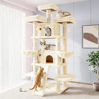 Allewie 68 Inches Cat Tree/House and Towers for Big Feline/Scratching - 82 in / Beige