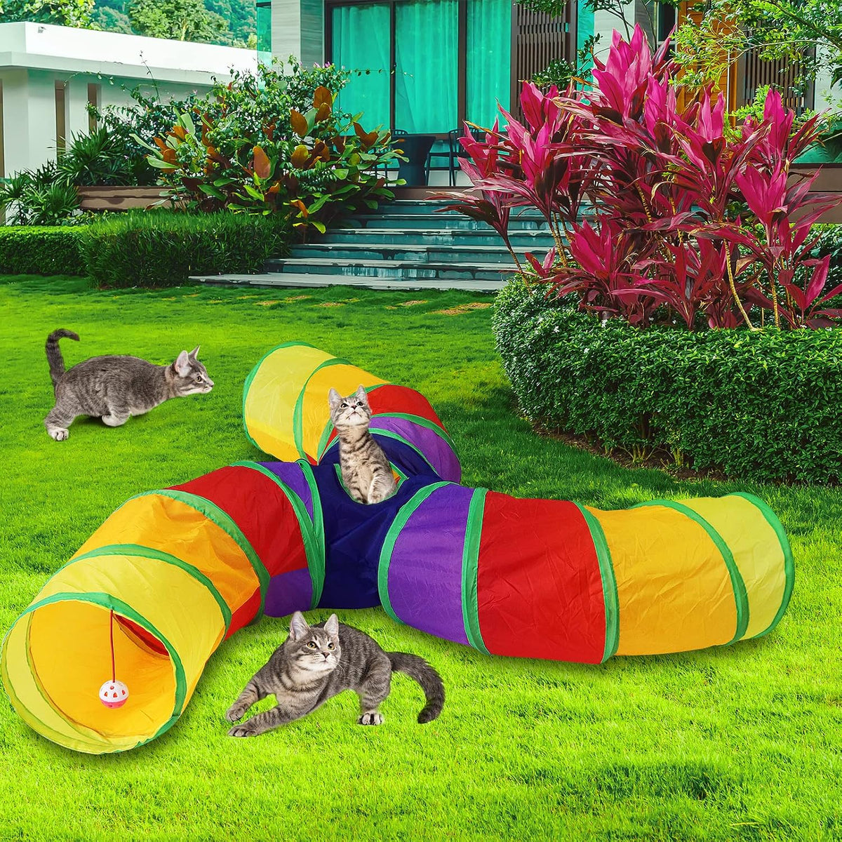 Bemodst Cat Tunnel for Indoor Cats - Rainbow-3 Way - image 2