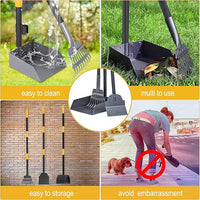Niubya Pooper Scooper for Dogs, Metal Poop Scooper Tray Spade and Rake Set, Poop Scoop with Adjustable Long Handle, Dog Pooper Scooper for Pet Waste Removal